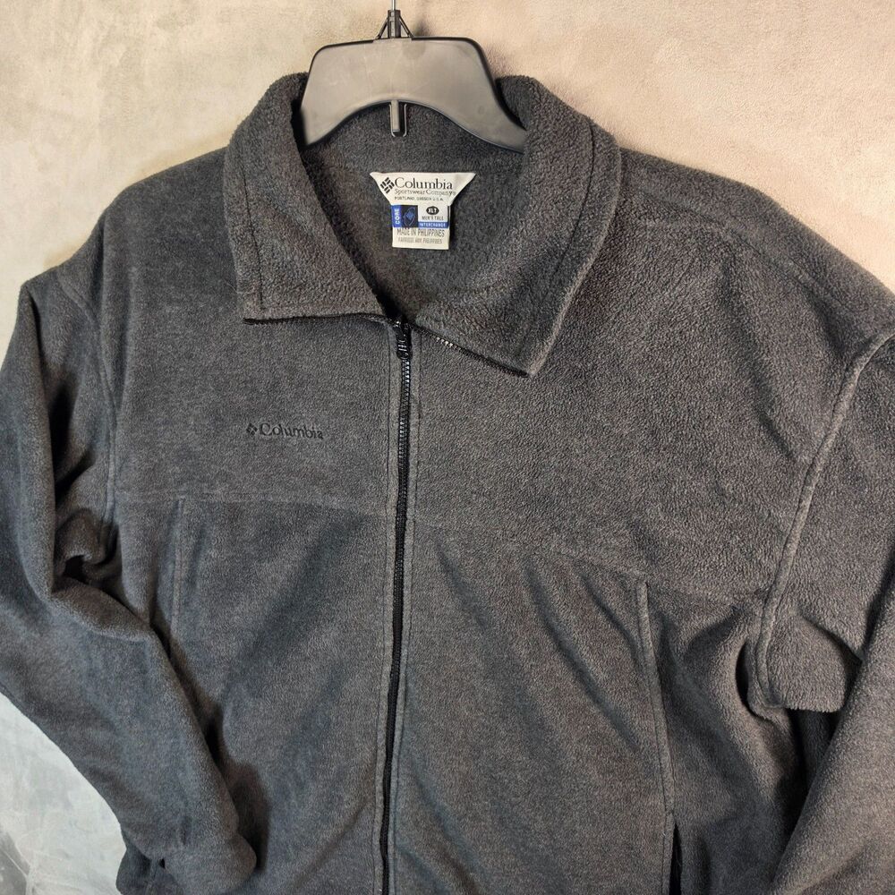 Columbia Men's XLT Full Zip Fleece Jacket Charcoal Gray Steens Mountain Tall